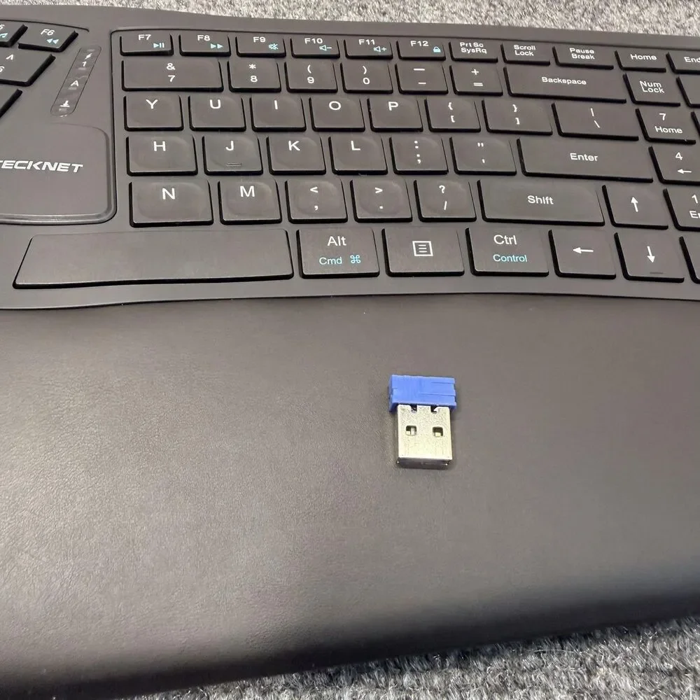 TeckNet TK-KB030 Wireless Ergonomic Keyboard USB-C Rechargeable Black PC Mac